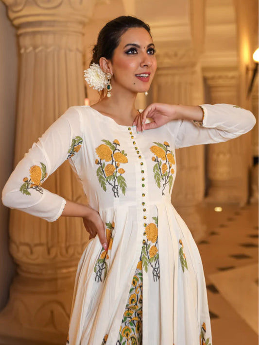 Ivory Serenity Handblock Kurta Set