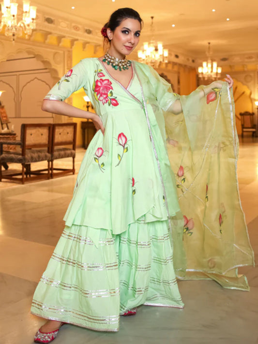 Emerald Enigma Gota Sharara Set