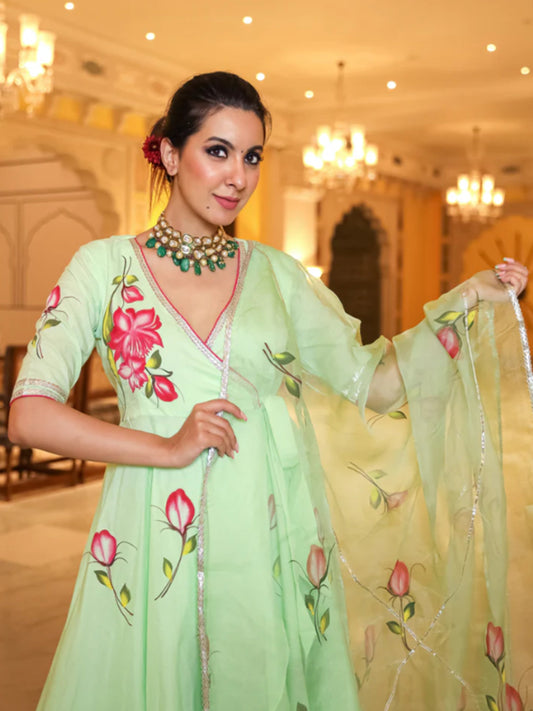 Emerald Enigma Gota Sharara Set