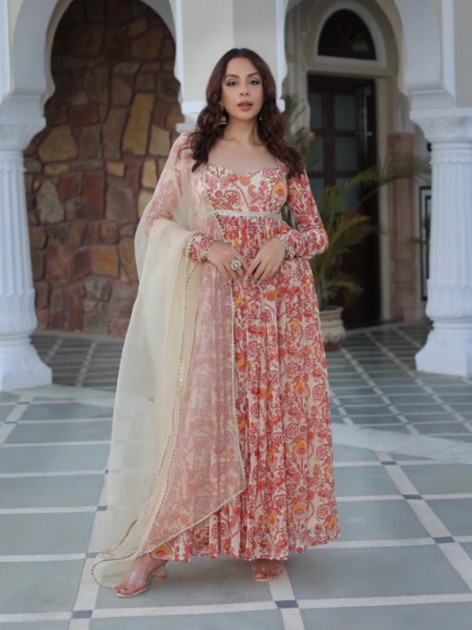 Ivory Blossom Georgette Suit Set
